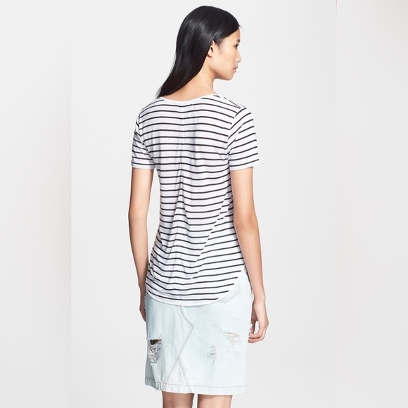 Rag & Bone black and white striped thin scoop neck tee size M - Picture 3 of 7